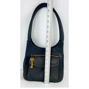 Fossil Vintage 1954 Black Pebbled Leather Double Handle Shoulder bag